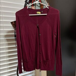 Elegant Maroon Button-Up Cardigan